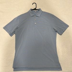Blue and Grey Striped Peter Millar Golf Shirt (Size M)